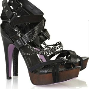 Herve Leger Denisa Runway snake heel sandals